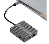 Wzxksoac Concentrador USB C 7 en 1, Adaptador USB 3.2, Concentrador Tipo C, EstacióN de Acoplamiento para Computadora PortáTil con 4K 60 Hz, Doble HDTV, RJ45, Ethernet, PD, Carga RáPida B