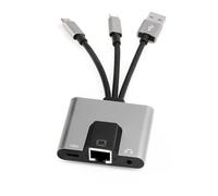 Wzxksoac Concentrador USB-C A RJ45 de 3,5 Mm, Adaptador de Red LAN USB-C A Ethernet, Estación de Acoplamiento de Carga Rápida con Audio PD para Teléfono y Portátil.