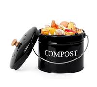 Wzxksoac Contenedor de Compost para Encimera de Cocina, Cubo de Compost de 1 GalóN con Tapa, Color Negro.