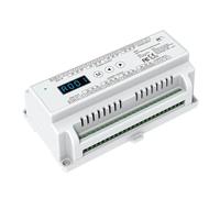 Wzxksoac Controlador DMX512 RGB de 24 Canales, Riel DIN, D24 DC12-24V, Regulador de Intensidad para Tiras LED RGB, Decodificador RDM DMX512 para Iluminación de Escenario.