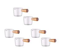 Wzxksoac Crema de Vidrio Transparente de 6 Piezas con Manija de Madera, Mini Jarra de Crema de Leche para Café. 100Ml