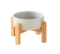 Wzxksoac Cuenco Elevado Cerámica Doble para Perros Grandes, Comederos Agua y Comida para Mascotas, Suministros Alimentación para Perros Pequeños, Medianos y Grandes con Soporte Madera e