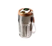 Wzxksoac de Café de Acero Inoxidable Pantalla LED Inteligente de Temperatura Botella de Agua Aislante PortáTil una Prueba de Fugas, Espejo MarróN