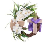 Wzxksoac de Pascua con Guirnalda, DecoracióN de de Pascua para Puerta Principal, de CelebracióN Artificial PúRpura