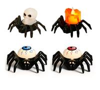 Wzxksoac Decoración de Halloween Lámpara de Vela LED Lámpara de Calavera de Araña Decoración de Halloween Casa Fantasma Accesorio de Terror