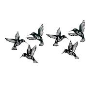 Wzxksoac Decoración de Pared Exterior de Colibrí de Metal, Seis Siluetas de Colibrí, Decoración Artesanal de Hierro, Tapices de Pared