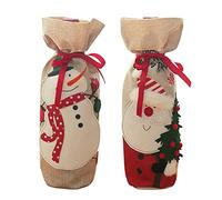 Wzxksoac DecoracióN NavideñA Bordado MuñEco de Nieve Viejo Cubierta de Vino de Navidad Hotel Restaurante Casa de Botella de Vino