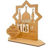Wzxksoac Decoraciones de Calendario de RamadáN de Madera Decoraciones de Calendarios de Cuenta Regresiva de Madera Adorno de RamadáN de Eid Mubarak de 30 DíAs. Un