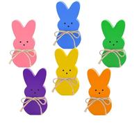 Wzxksoac Decoraciones de Pascua para Interiores, 6 Piezas de Decoración de Conejito de Pascua de Madera para Mesa