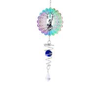 Wzxksoac Escultura Giratoria de Viento de Color Degradado Cinético de Hada, Campanas de Viento 3D, Atrapasol, Bola de, Estabilizador de en Espiral