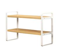 Wzxksoac Estante Organizador de Escritorio, Estante de Almacenamiento Multiusos de Madera de 2 Niveles para Escritorio Oficina, Estantería Pequeña para Computadora para Oficina en Casa A.