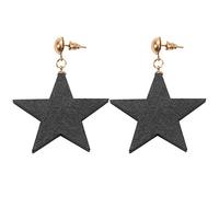 Wzxksoac Estrella de madera de estilo simple Pendientes grandes Joyas negras para mujeres Joyas de moda