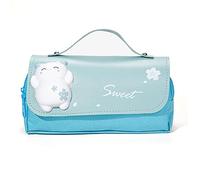 Wzxksoac Estuche de LáPices de DescompresióN de Estuche de LáPices Grande Estuche de BolíGrafo PortáTil para NiñAs de Doble Capa, Azul