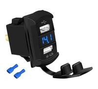 Wzxksoac Interruptor Basculante USB Marino de 12 V con Dos Puertos de Carga, de Corriente Impermeable de 4,2 A, Voltímetro Digital Azul.
