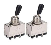Wzxksoac Interruptor de Palanca de 3 Vías para Guitarra 2Pc, de Metal Cerrado de 3 Vías con Perilla de Punta Negra Pieza de Repuesto para Guitarra Eléctrica Estilo Lp