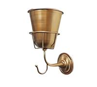 Wzxksoac Jarrón de Pared, Macetero de Hierro con Gancho Versátil, Soporte para Plantas de Interior y Exterior, para Flores Vivas o Artificiales, Color Cobre.