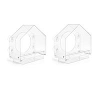 Wzxksoac Jaula para Pájaros Plástico Pared Medio, Jaula para Pájaros Transparente Mascotas Pequeñas, Alimentador Montado en Pared, Comedero para Pájaros Plástico Adsorción para Exteriores