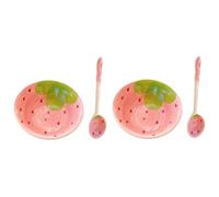 Wzxksoac Juego de 2 de Cereales, Cuchara Asesina de Cereales, Cucharas de CeráMica, Cucharas de Sopa de Ramen con Manejar, Cuchara para Servir con DiseñO de Frutas, B