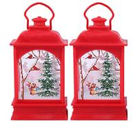 Wzxksoac Juego de 2 Piezas Decoraciones de Luz Navideña DecoracióN para el Hogar Colgante Colgante Pequeño Adorno de LáMpara de Viento Luces Transparentes Pintadas Rojo