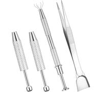 Wzxksoac Juego de 4 Portaherramientas de Agarre, Herramienta para Recoger Joyas, Bola Perforadora de 4 Garras de Acero Inoxidable para Objetos Pequeños, Chip Electrónico.