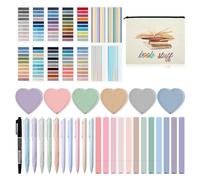 Wzxksoac Juego de Anotaciones, Estuche para Lápices, 300 Notas Adhesivas Transparentes, 2640 Etiquetas Adhesivas, 11 Bolígrafos de Tinta de Gel, 12 Marcadores de Resaltado