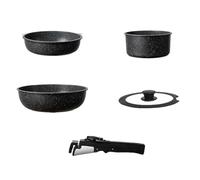 Wzxksoac Juego de Utensilios de Cocina Antiadherentes de 5 Piezas, Juego de Ollas y Sartenes Apilables, Juego de Ollas y Sartenes con Desmontable