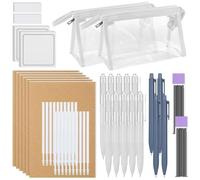 Wzxksoac Juego de Útiles Escolares: Artículos Esenciales para el Regreso A Clases, Estuche para Lápices de Gran Capacidad, Bolígrafo de de 0,5 Mm, Portaminas B