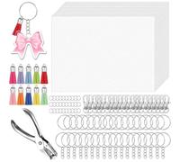 Wzxksoac Kit de 191 Láminas de Plástico Retráctil, de Papel Retráctil, Láminas Retráctiles con Cadena y Perforadora para Marcar Manualidades.