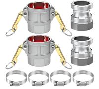 Wzxksoac Kit de Accesorios de Manguera Camlock de Aluminio de 2 Pulgadas, Adaptador Macho Camlock de 2 Pulgadas, Abrazaderas de Manguera, Tipo A y D
