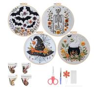 Wzxksoac Kit de Bordado de Halloween, Kit de Punto de de Halloween, Kit de de Bordado Gótico de 4 Piezas para Principiantes.
