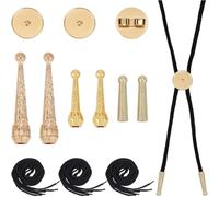 Wzxksoac Kit de Búsqueda de Corbatas de Bolo, Hebilla Plateada de Repuesto con Extremo de Cordón, 3 Piezas de Deslizadores Redondos, 3 Hebras de Cordón de Nailon A