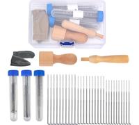 Wzxksoac Kit de Fieltrado con 30 Agujas de 3 Tamaños, de Madera y Dedales: Materiales para Fieltrar y Hacer Manualidades con Lana.
