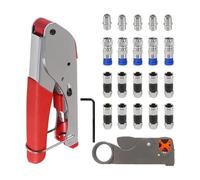 Wzxksoac Kit de Herramientas para Crimpar Cables Coaxiales con 20 Conectores de Compresión Tipo F RG59 RG6.