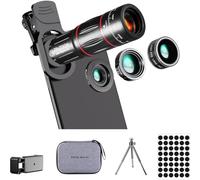 Wzxksoac Kit de Lentes para Cámara de Teléfono, Versión Mejorada, Telefoto 28X, Gran Angular 0,6X, Macro 20X, Ojo de 198°, Compatible con la Mayoría de Teléfonos Inteligentes.