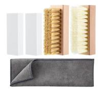 Wzxksoac Kit de Limpieza de 5 Piezas para Gamuza y Nobuk con Cepillos de Latón y Nailon, 2 Borradores para Gamuza y Toalla de Microfibra para Zapatos, Botas y Bolsos.