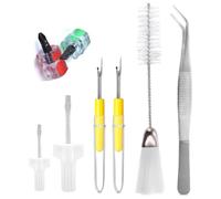 Wzxksoac Kit de Limpieza para Máquinas de Coser, 8 Piezas de Herramientas de Reparación de Máquinas de Coser con Pinzas, Cepillo de Doble Cabeza para Máquinas de Coser
