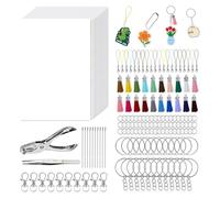 Wzxksoac Kit de Llaveros Termorretráctiles de 242 Piezas: Láminas de Plástico Retráctil, 20 Láminas de Película Retráctil y Herramientas. Kit de Arte Termorretráctil para Llaveros.