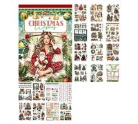 Wzxksoac Kit de Pegatinas para Álbumes de Recortes, Libro de Contabilidad, Kit de Pegatinas Decorativas, Patrones Navideños Vintage, Herramienta para Manualidades A