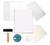 Wzxksoac Kit de Placa de ImpresióN en Gel con Placa Reutilizable de 8 X 10 Pulgadas, Papel de ImpresióN y Plantillas para MonoimpresióN ArtíStica y CreacióN de Tarjetas.