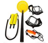 Wzxksoac Kit de Seguridad para Hielo al Aire Libre Cuchara de Pesca en Hielo Cuchara con Silbato y Cubrezapatos Equipo de Pesca,Amarillo