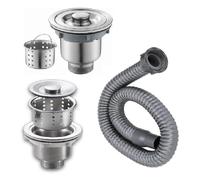Wzxksoac Kit de Tapón de de Acero Inoxidable, Tubo de Drenaje Antiolor, Accesorio de Drenaje para de una Sola Cubeta