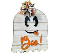 Wzxksoac Letrero de de Fantasma de Halloween, Colgador de Madera con Motivo Buu para Puerta de Entrada, Porche, Decoración Exterior.