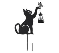 Wzxksoac Luz Solar de Gatos Negros Luz Solar Decoración de Jardín Al Aire Libre para Decoración de Patio, Camino, Césped y Terraza