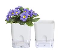 Wzxksoac Macetas para Plantas de Interior de 4,25 Pulgadas, Maceta con Riego AutomáTico para Interiores, Macetas Violetas con DepóSito Visible, 2 Unidades
