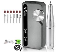 Wzxksoac Máquina Pulidora de Uñas Portátil Eléctrica Profesional de 45000 RPM, Recargable, de Bajo Ruido, para Uñas, Color Gris