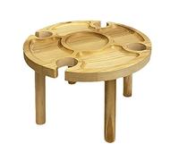 Wzxksoac Mesa de Picnic ExtraíBle de Madera para Exteriores con Soporte de Vidrio 2 En 1 Estante para Copas de Vino Mesa de Vino para Exteriores Mesa de Vino de Madera