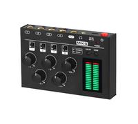 Wzxksoac Mezclador de Audio Estéreo MX5 de 4 Canales con Ruido Ultrabajo, Mini Mezclador Estéreo/Mono de 6,35/3,5 mm para Club, Estudio y Bar.