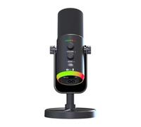 Wzxksoac Micrófono Dinámico USB RGB para Juegos, Micrófono de Condensador para Computadora, para Podcasts, Juegos, Transmisión en, Color Negro.
