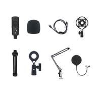 Wzxksoac MicróFono USB para Juegos con CancelacióN De Ruido, MicróFono De Condensador para PC, MicróFono para Podcast con Soporte Tipo Brazo A