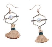 Wzxksoac Moda Exagerada Gran Geometria Simulacion Perla Larga Pendientes de Gota Joyeria de Las Mujeres